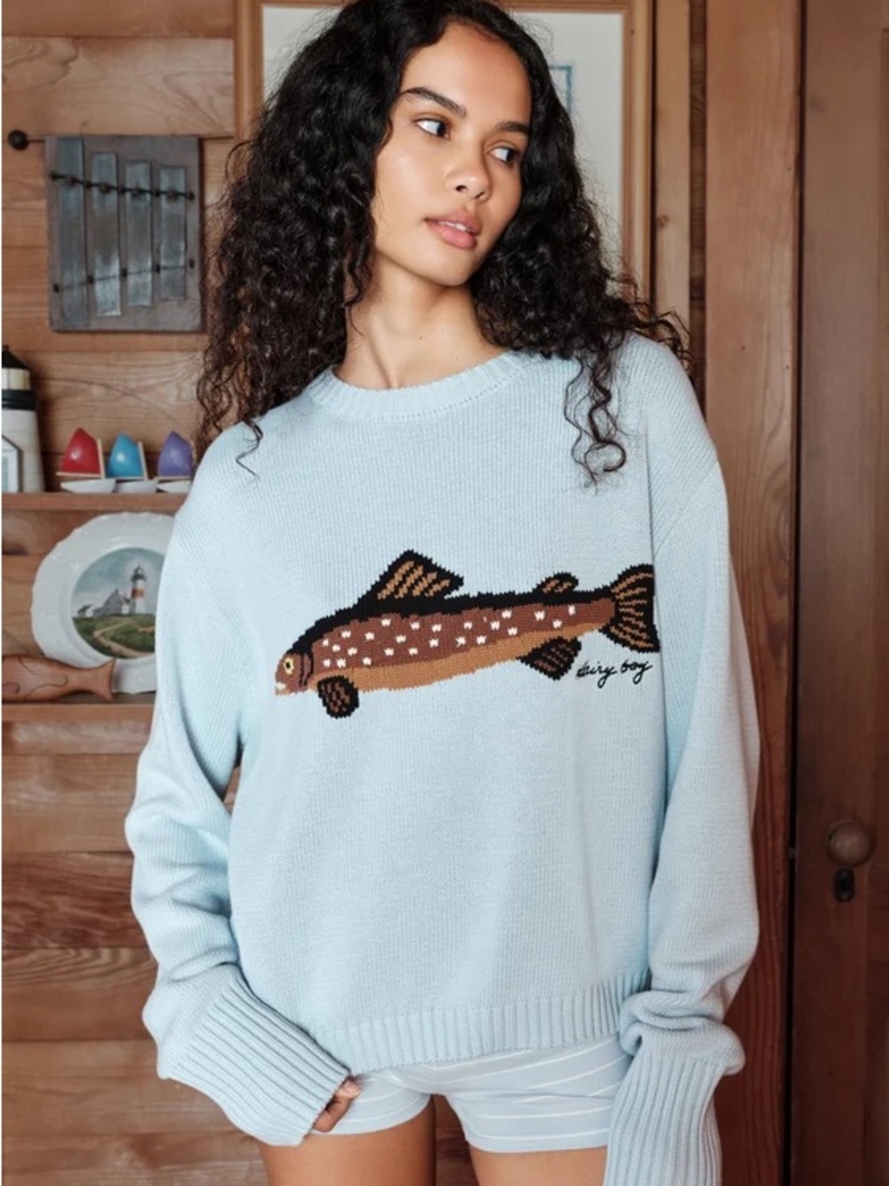 Dairy Boy The Fisherman’s Daughter Sweater in Light Blue - M